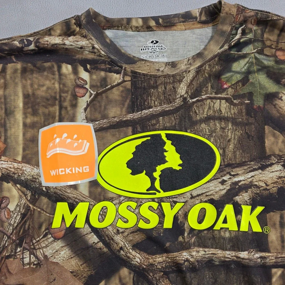 Mossy Oak T-Shirt Men Small Camo Break-Up Infinity Wicking Camouflage